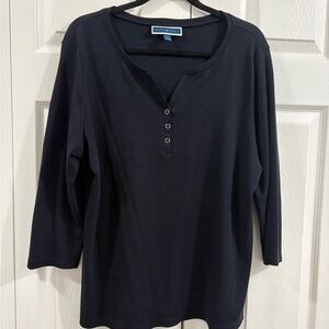 Karen Scott Women's Black Button Down Shirt